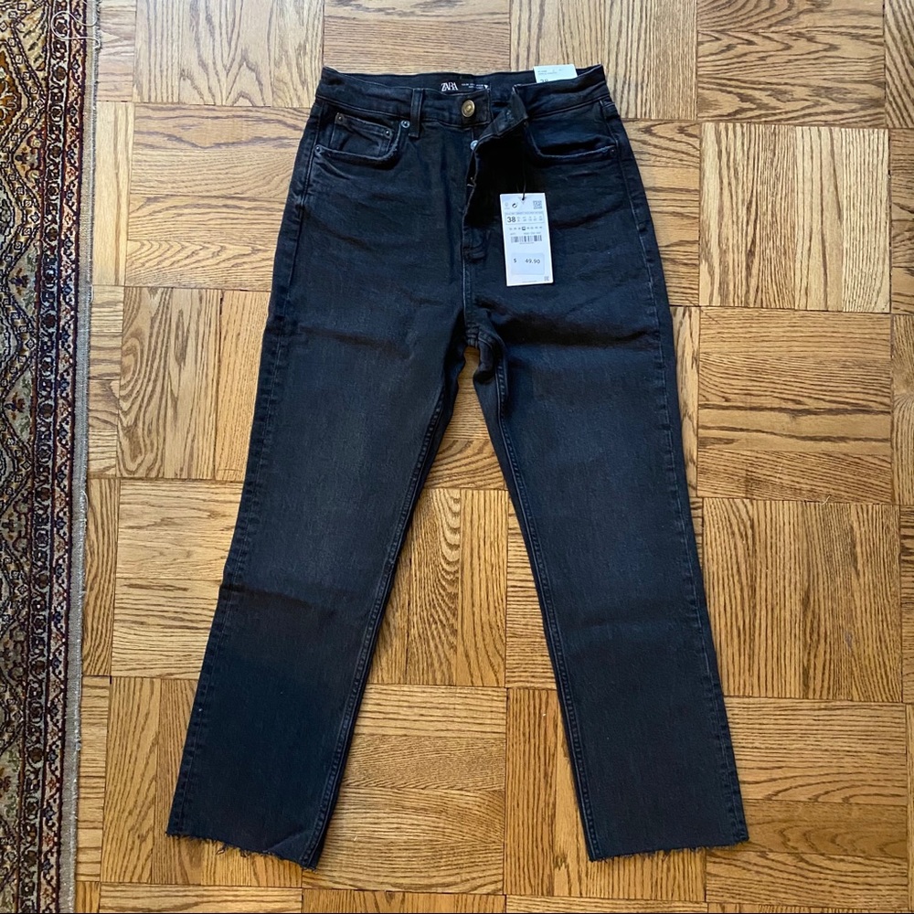 Zara NWT Black High Waisted Trumpet Jeans